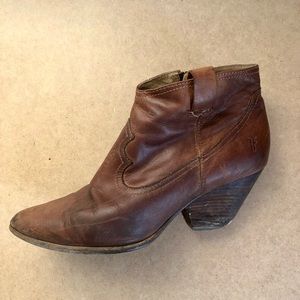 Brown Frye Booties. Similar to Carson Piping Style.